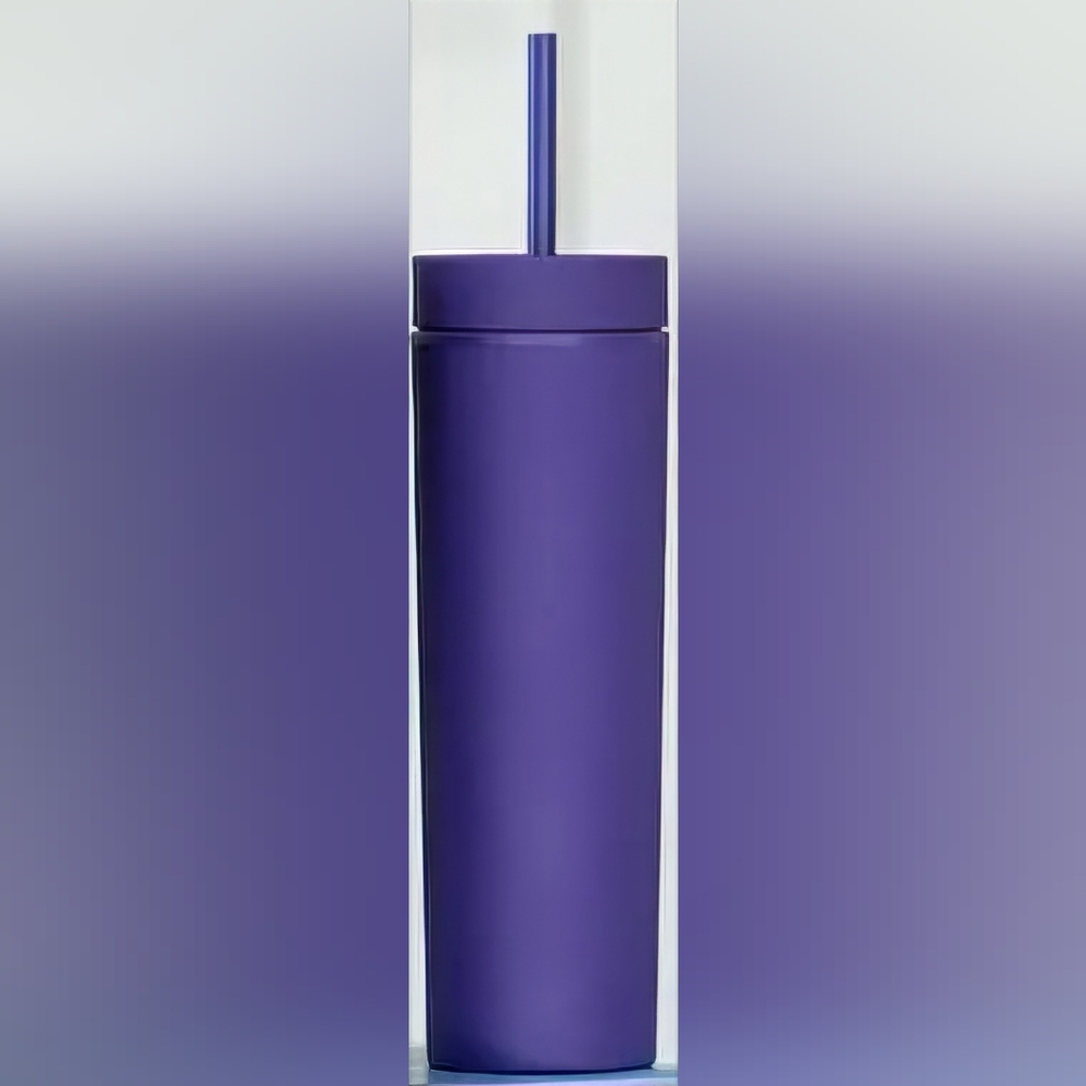 Vibrant Purple Tumbler with Straw